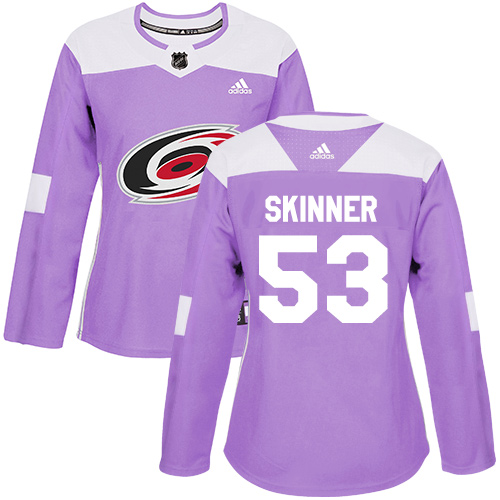 Adidas Hurricanes #53 Jeff Skinner Purple Authentic Fights Cancer Women's Stitched NHL Jersey